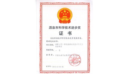 酒泉市科學(xué)技術(shù)進步一等獎